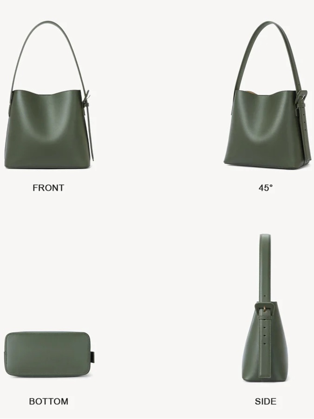 Leather 🥝 Bucket Bag in Green by Bostanten - Picture 5 of 16